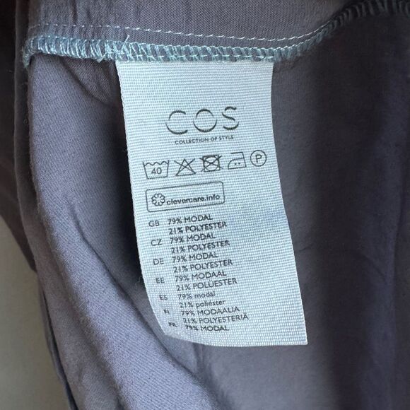 COS Button Front Gray Short Sleeve Lagenlook Minimalist Feminine Dress Small 36 - Picture 8 of 9
